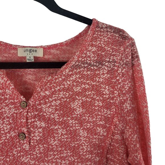 Umgee Long Sleeve Top S Womens Pink White Lace Trip Pullover V Neck - Picture 5 of 10